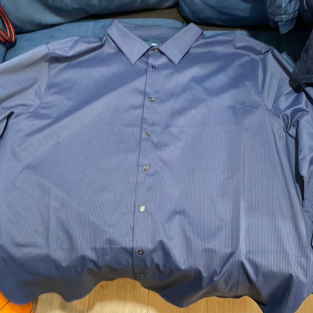 4xl Perry Ellis blue print plaid dress shirt